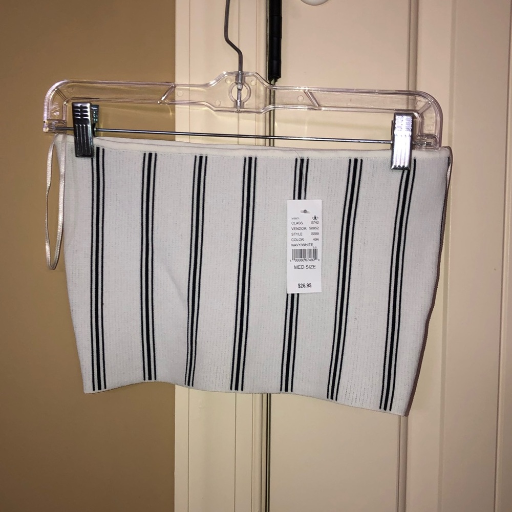 Pacsun Navy and White Stripped Crop Top